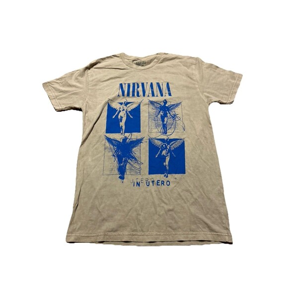 Nirvana In Utero T-Shirt Men’s M Beige Blue Graphic Band Tee 100% Cotton NWOT - Picture 1 of 3